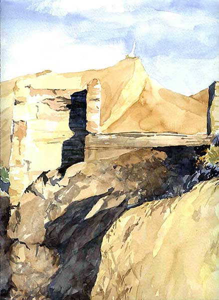 Fragmento de la acuarela "Castillo y Virgen Blanca"