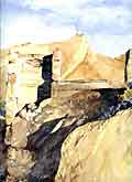 Fragmento de la acuarela "Castillo y Virgen Blanca"