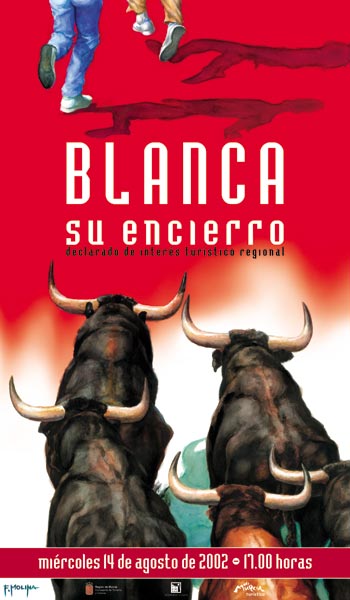 Cartel anunciador del Encierro de Blanca 2002