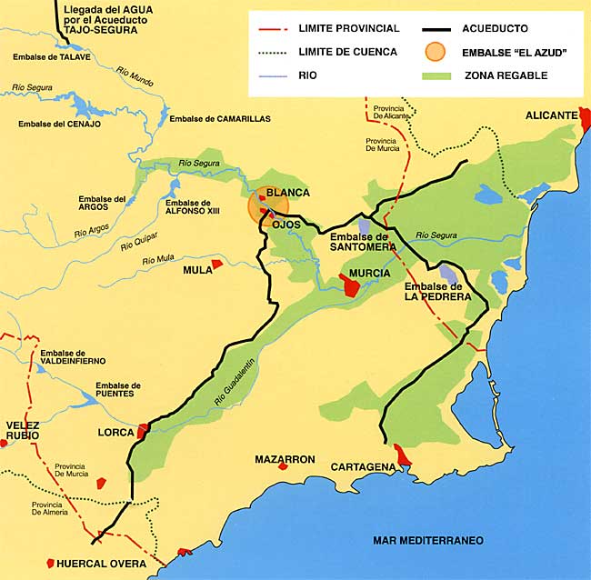 Embalses de la región y trasvase Tajo-Segura